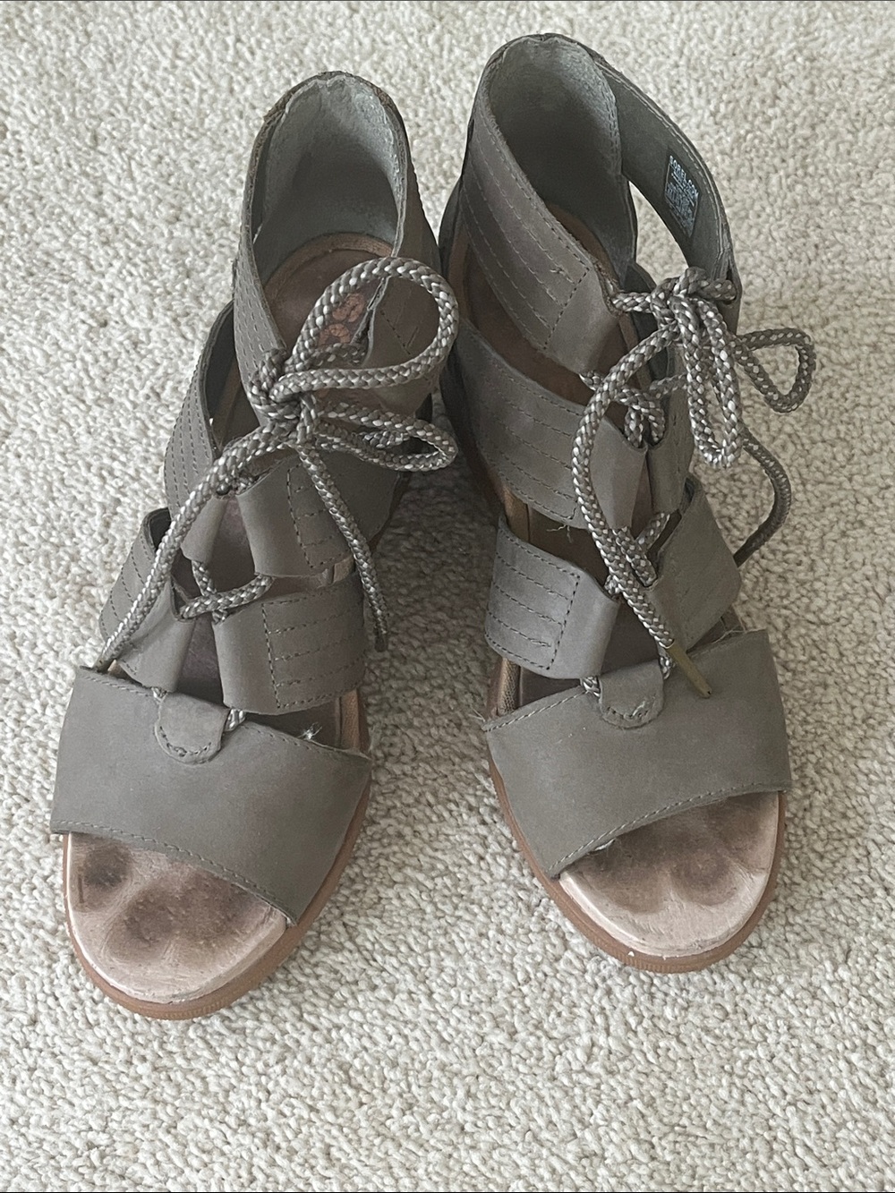 Sorel Taupe Lace-Up Strappy Heeled Sandal